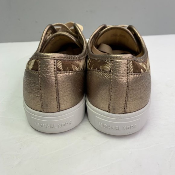 Michael Kors Signature Sneakers Gold size 7 Lace Up Logo Print HX16F - Picture 4 of 10